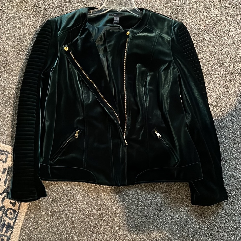 Green velvet jacket by INC 1x - Picture 5 of 6